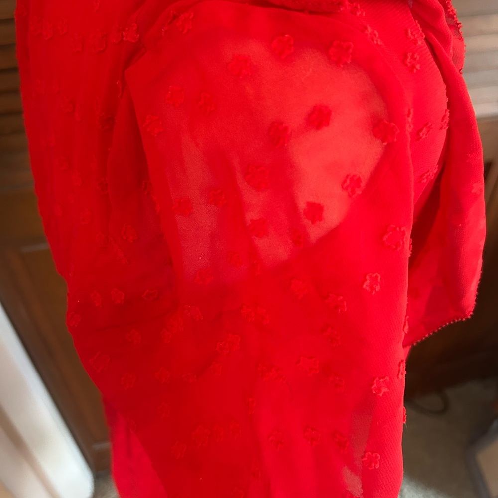 Monique Lhuillier Red High Neck Mini Dress - Picture 10 of 12
